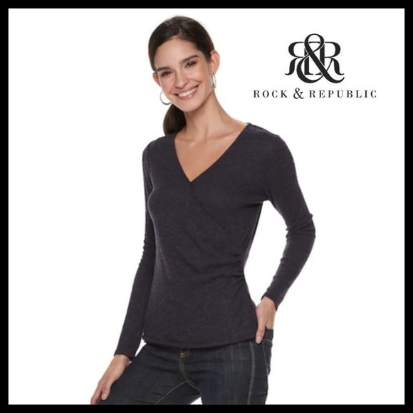 Rock & Republic Tops - Rock & Republic Surplice Ruched Top